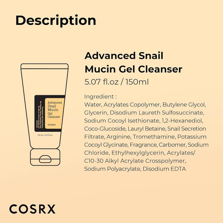 ژل شستشوی موسین حلزون کوزارکس COSRX Advanced Snail Mucin Power Gel Cleanser 150ml
