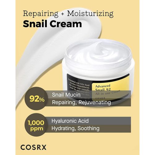 کرم آبرسان و مرطوب كننده چندمنظوره حلزون کوزارکس COSRX Advanced Snail 92 All in One Cream 100g