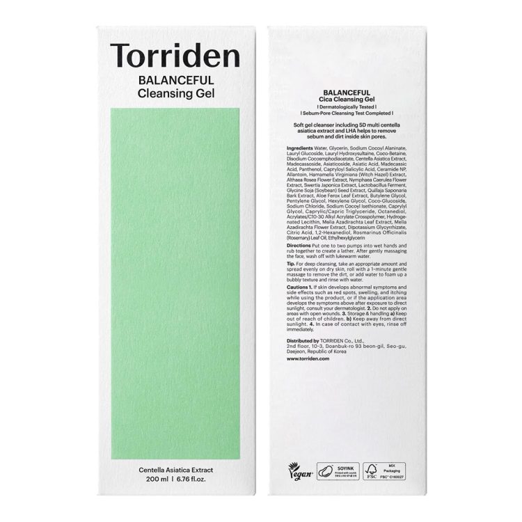 ژل شستشو تسکین دهنده سیکا توریدن Torriden Balanceful Cica Cleansing Gel