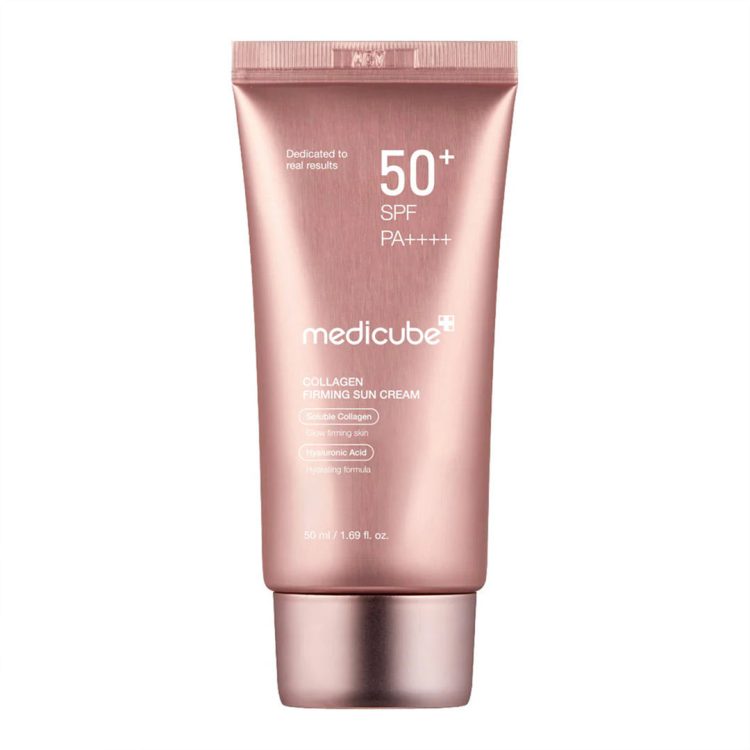 کرم ضد آفتاب تون آپ کلاژن مدی کیوب ضد چروک و روشن کننده پوست MEDICUBE Collagen Firming Sun Cream